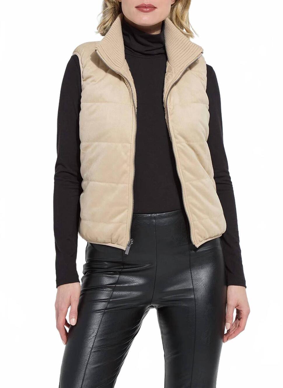 NEW LYSSE petra reversible puffer sweater vest in blond wood